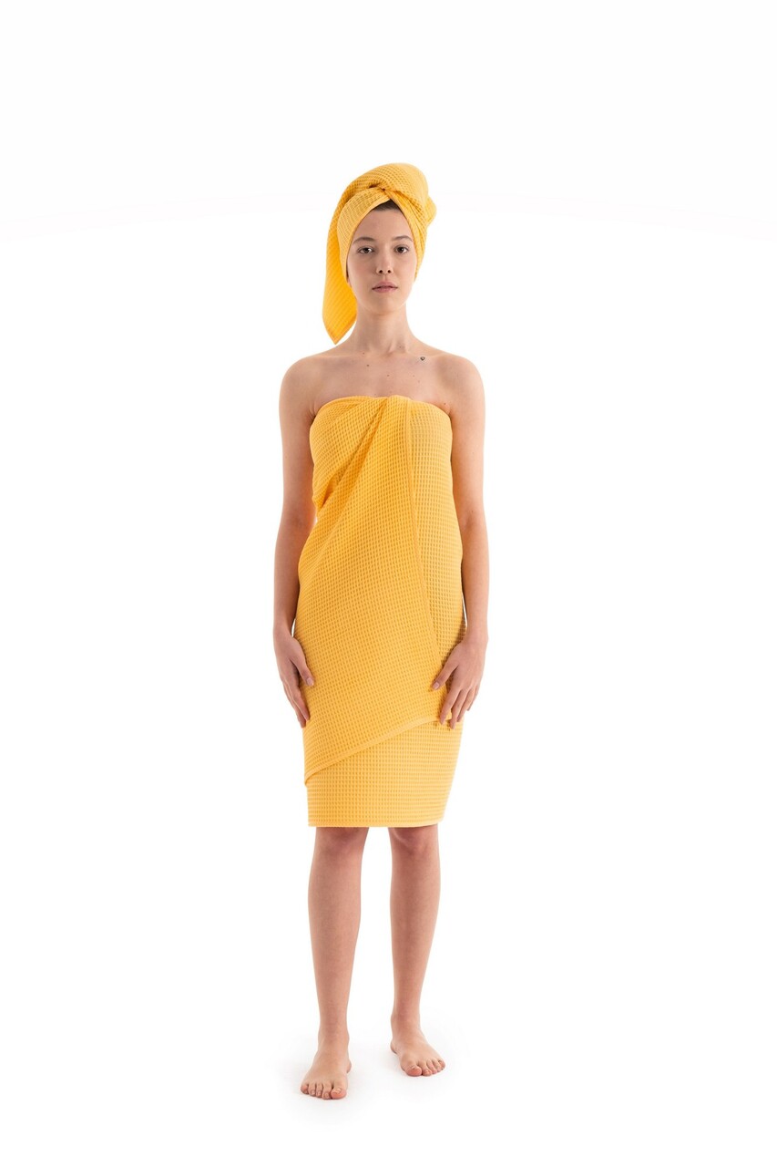 Set prosoape, L'essentiel Maison, Waffle, Galben - imagine 5